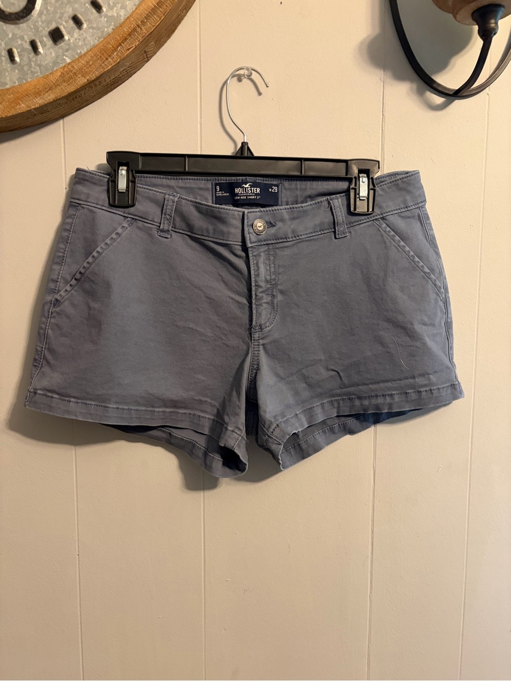 Hollister Light Slate Blue Cotton Shorts low rise